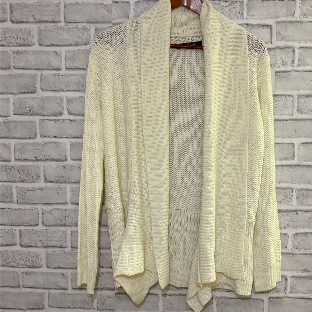 TROVARÉ Cream Knit long sleeve drape Cardigan, size large